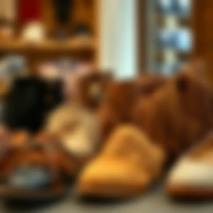 Assorted styles of fringe shoes displayed creatively