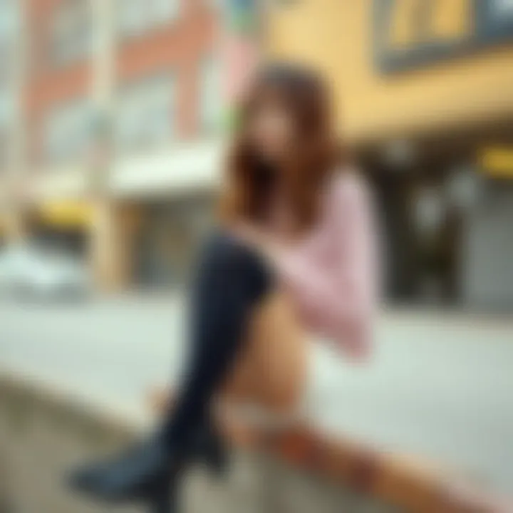 Fashionable outfit featuring over the knee socks