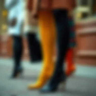 Elegant display of various over the knee sock styles