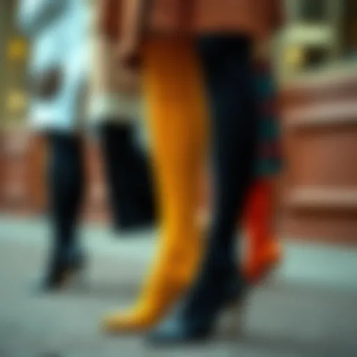 Elegant display of various over the knee sock styles