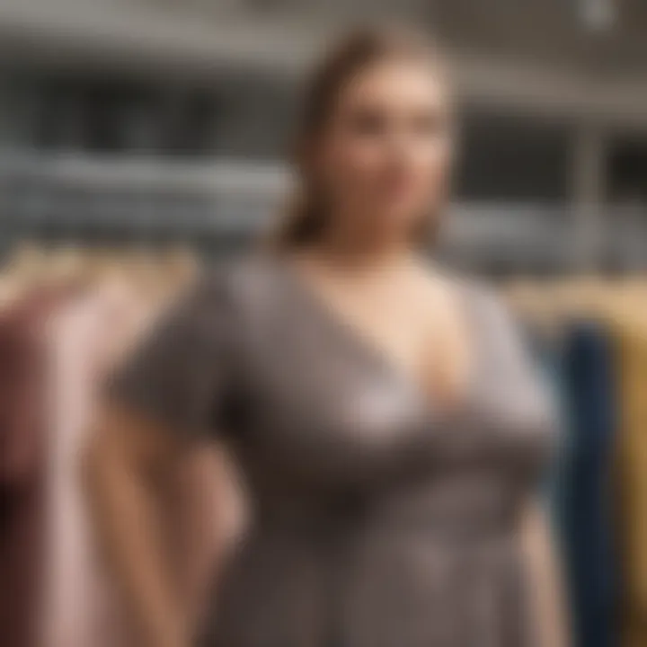 Trendy plus-size tops displayed in a boutique setting