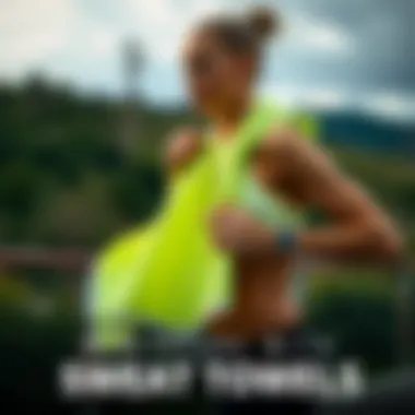 An athlete using a sweat towel during a run, highlighting its practical benefits