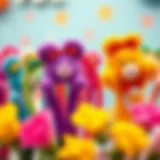 Colorful Care Bear headbands displayed creatively