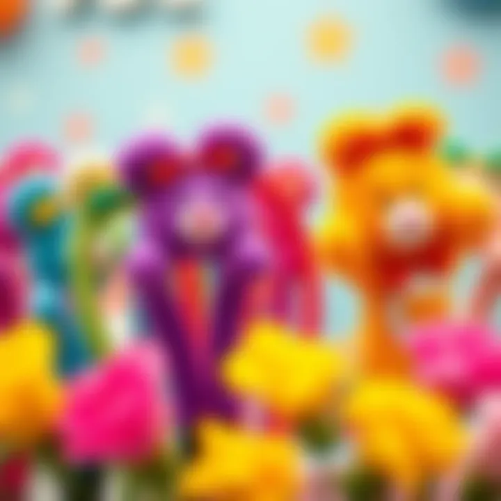 Colorful Care Bear headbands displayed creatively