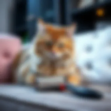 Cat Fur Roller in Action Close-up of a cat fur roller in action on a couch