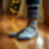 Cozy socks on a polished hardwood floor