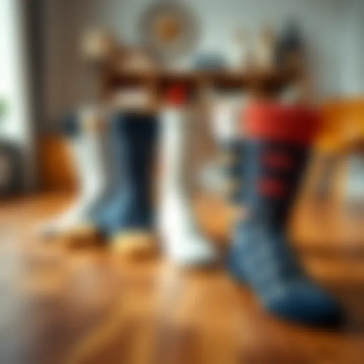 Different sock materials displayed