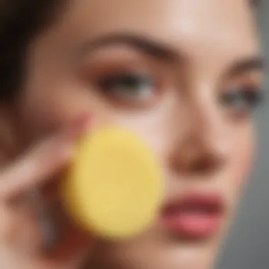 A person cleaning a non-latex makeup sponge with focused care.