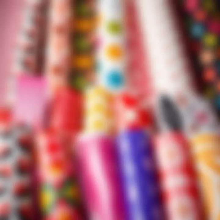Selection of colored self-adhesive wraps in various patterns