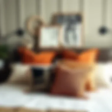 Artistic display of customized couple pillows on a bed