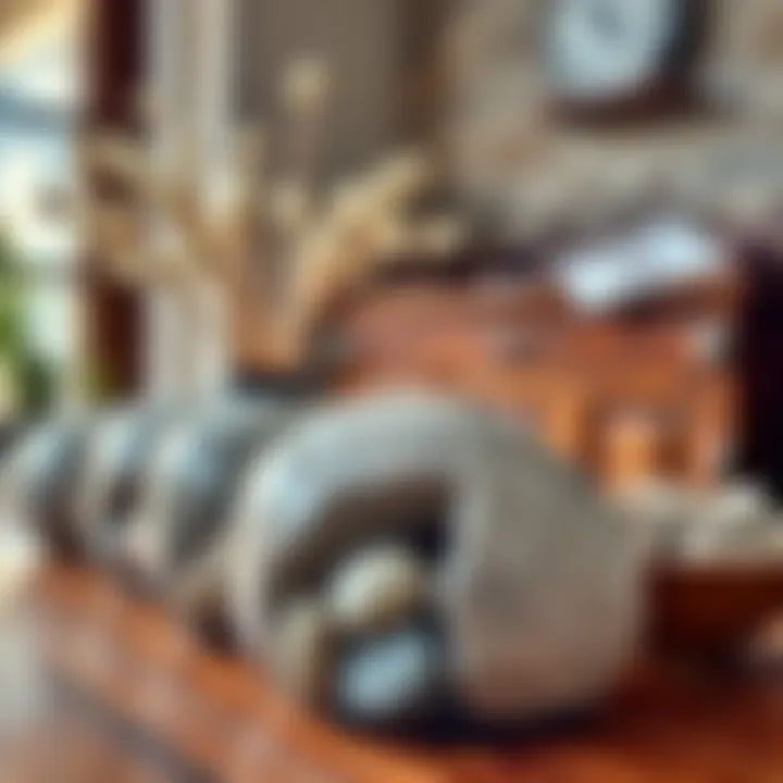 An eco-friendly display of natural decorative rocks in a rustic setting