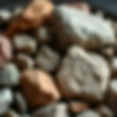 Close-up of various types of decorative rocks showcasing textures
