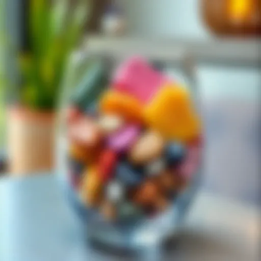 Vibrant Decorative Rocks in Vase A vibrant arrangement of decorative rocks in a clear vase