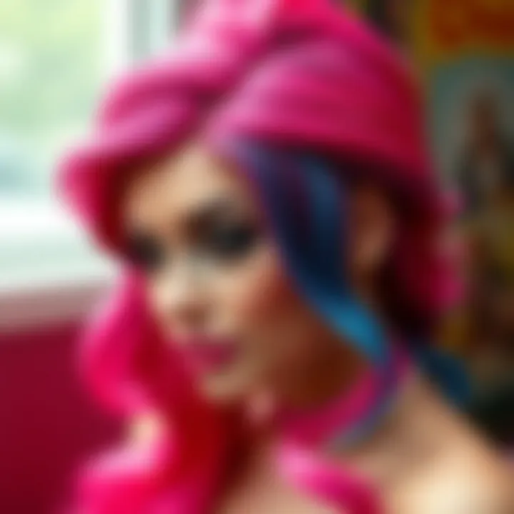 Intricately designed lace front wig showcasing vibrant colors