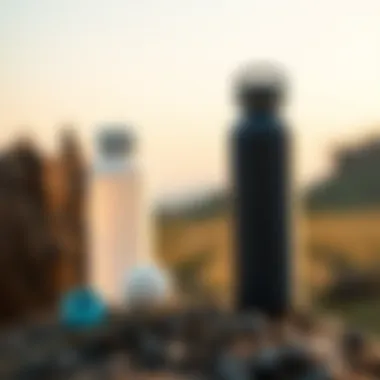 Eco-friendly silicone travel bottles on a sustainable lifestyle background