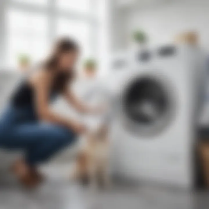 Pet owners cleaning and maintaining their washing machine