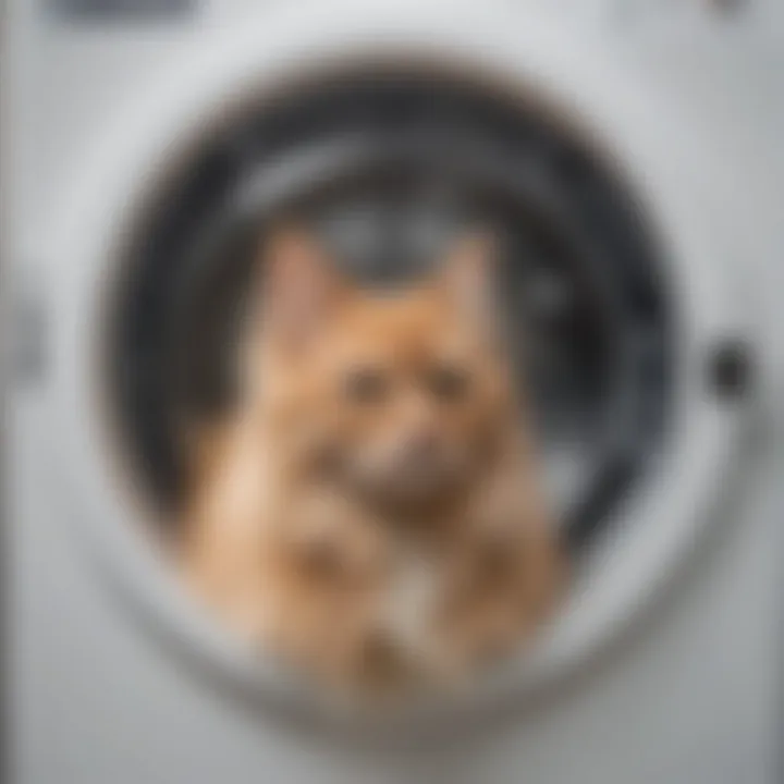 Washing machine interior showing pet hair buildup