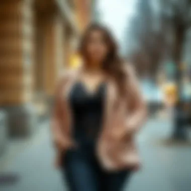 Chic Styling with Plus Size Black Lace Cami Chic outfit featuring a plus size black lace cami layered with a blazer