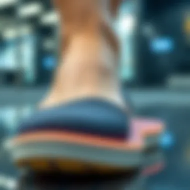 Close-up view of memory foam technology in footwear