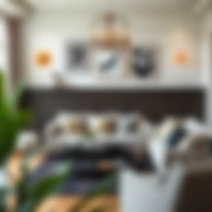 A cozy living room adorned with elegant black and white cushion covers that complement modern decor.