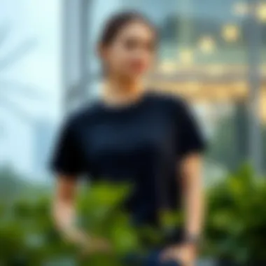 Proper care tips displayed for maintaining a black slim fit t-shirt