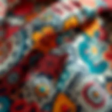 Close-up of unique fabric patterns used in bohemian office wear