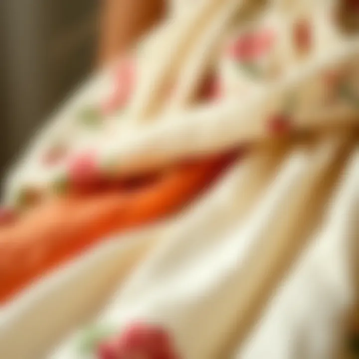 A close-up of sustainable fabrics used in boho fashion