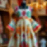 A vibrant bohemian dress on display