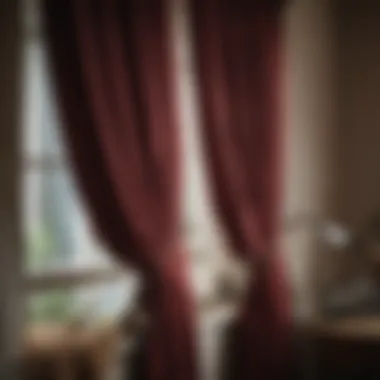 Care Tips for Burgundy Linen Curtains Guide to caring for burgundy linen curtains displayed with cleaning materials