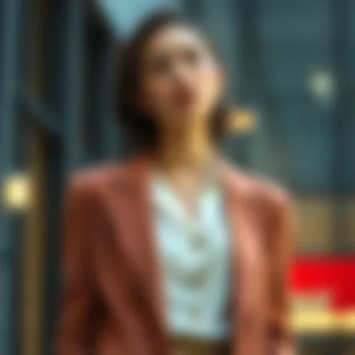 Elegant business casual outfit featuring a tailored blazer and chic blouse