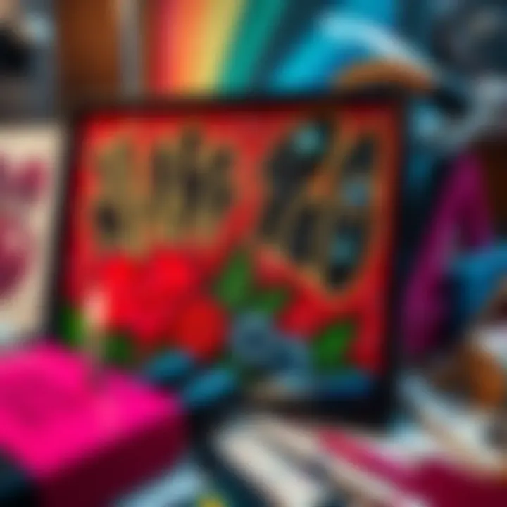 Finished rhinestone artwork displayed creatively