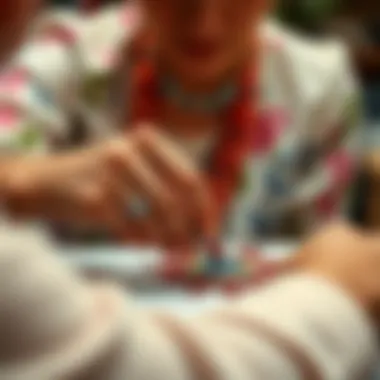 Detailed rhinestone painting technique demonstration