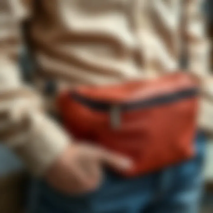 Close-up of materials used in fanny pack design