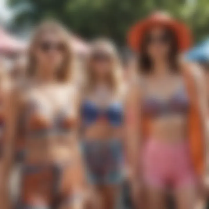 Group of friends enjoying a festival in vibrant outfits