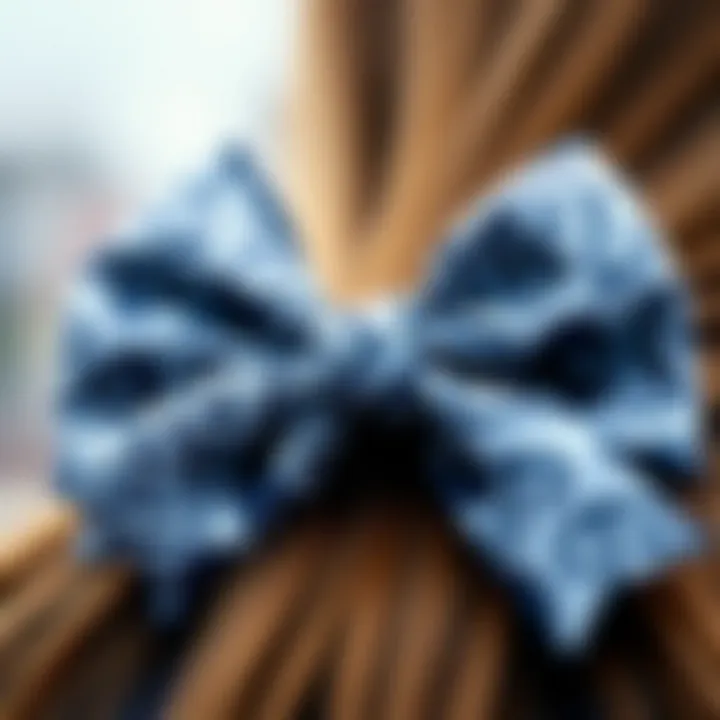 Close-up of a football hair bow with intricate patterns.