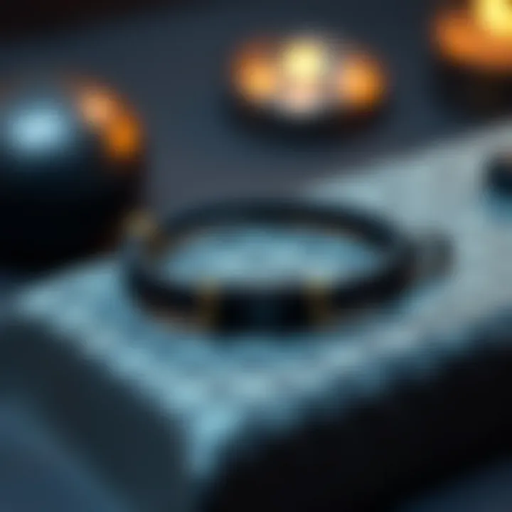 Elegant display of a yoga bracelet on a textured surface