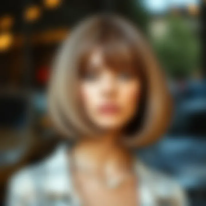 A stylish look featuring an inexpensive wig worn confidently