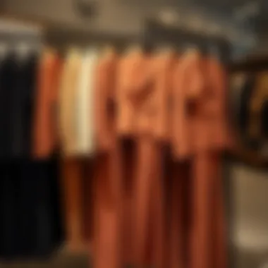 Stylishly arranged long skirt suit set on a clothing rack