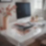 Elegant lucite storage box on a modern desk