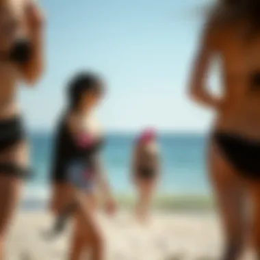 Modest Swimwear at the Beach Stylish modest swimwear showcased on a serene beach