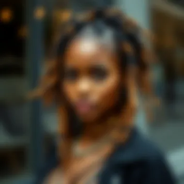 A fashionable individual showcasing various styling options with natural braid wigs.