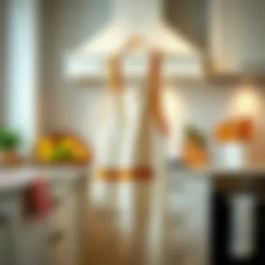 Stylish apron displayed in a chic kitchen environment, reflecting lifestyle choices