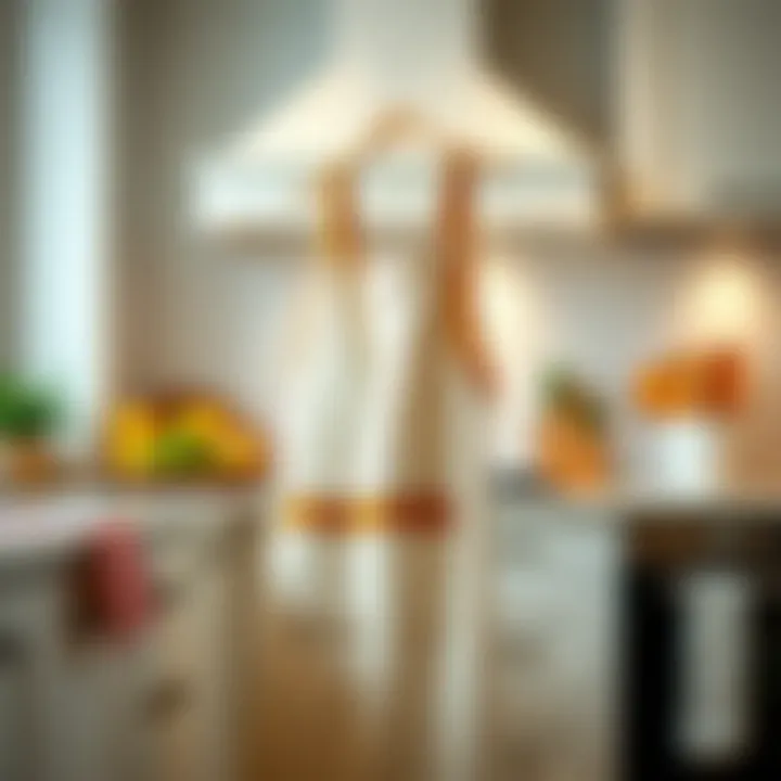 Stylish apron displayed in a chic kitchen environment, reflecting lifestyle choices