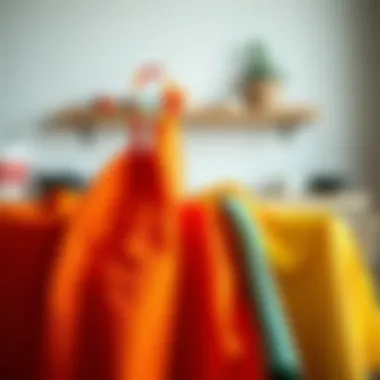 A collection of colorful fabrics used for aprons in contemporary settings