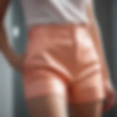 Close-up of fabric technology used in peach lift shorts