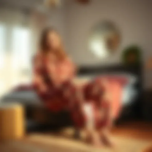 Cozy plaid pants pajamas in a stylish bedroom setting