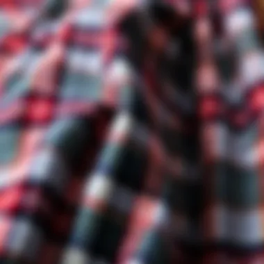 Soft Fabric Texture of Plaid Pants Pajamas Close-up of soft plaid fabric texture