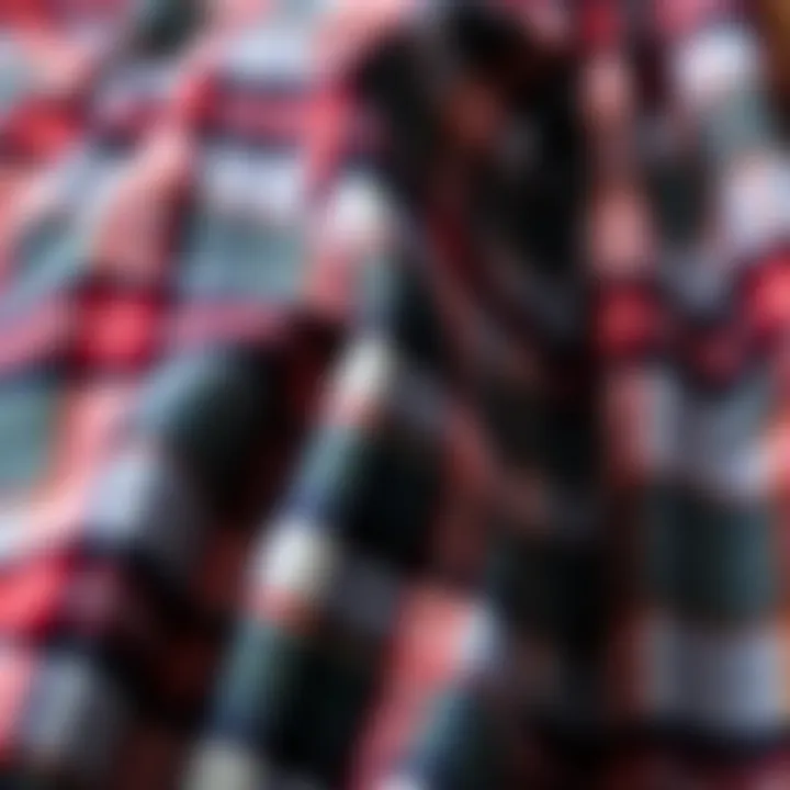 Soft Fabric Texture of Plaid Pants Pajamas Close-up of soft plaid fabric texture