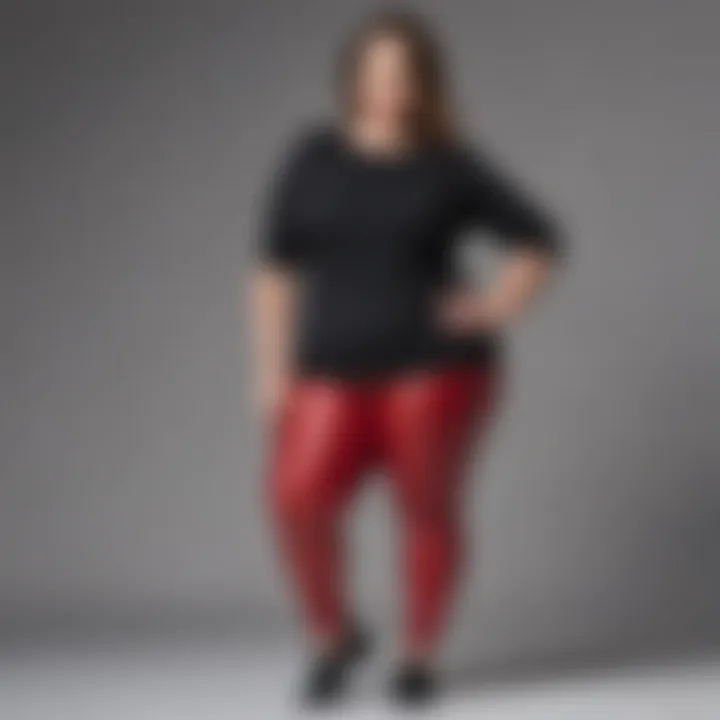 Versatile styling options for plus size black and red leggings