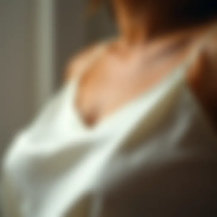 Close-up of fabric textures of plus size camis